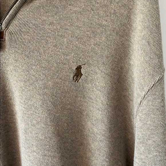 Brown/Tan Polo Quarter Zip Pull Over - Picture 2 of 4